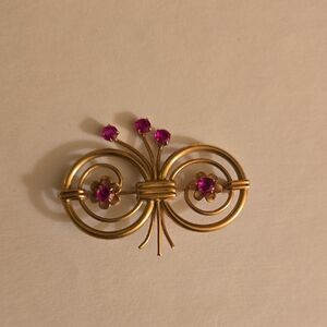 Elegant Gold and Pink Floral Brooch
